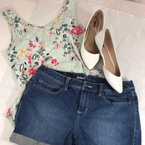 Celine Denime Tribal Blue Jeans shorts cuffed